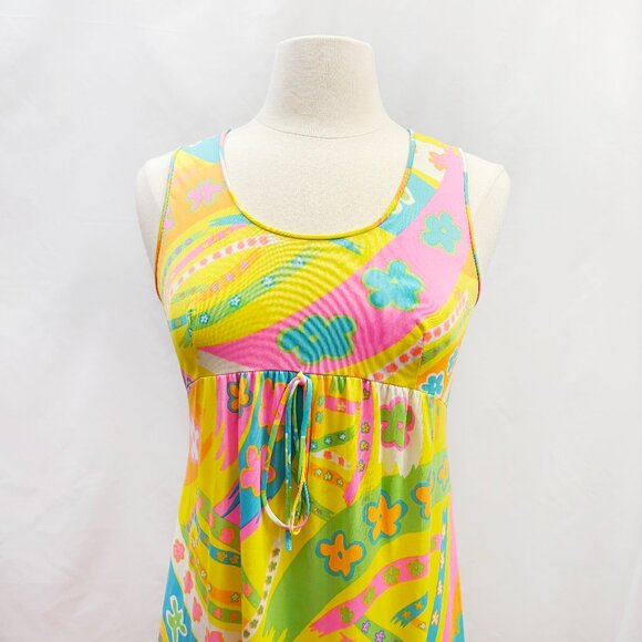 Vintage groovy psychedelic maxi beach cover up - fits like a medium - Picture 1 of 7